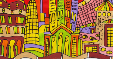 разноцветная картина Барселоны